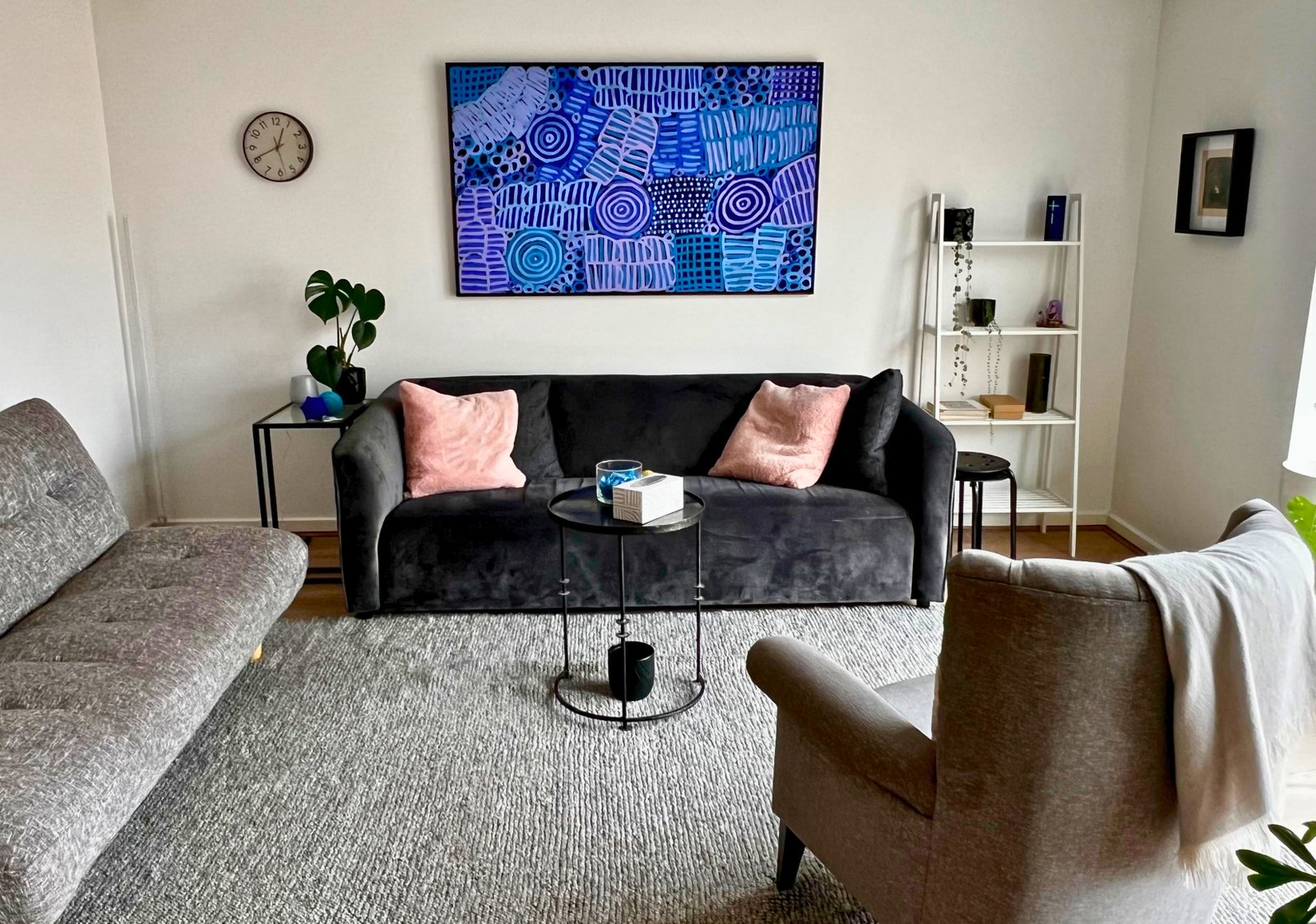 The upstairs therapy room at Unison’s Carlton practice, with warm natural light